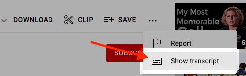 Click ‘Show transcript’.