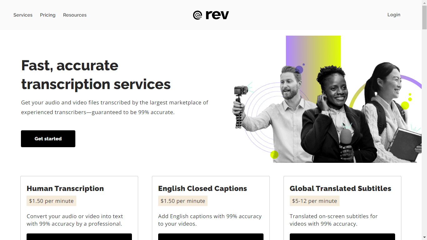 Rev human and automated transcription services