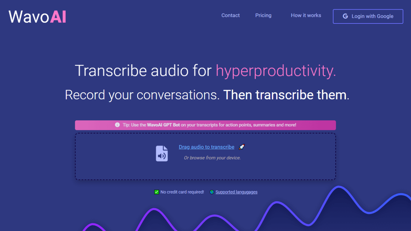 WavoAI audio transcription tool