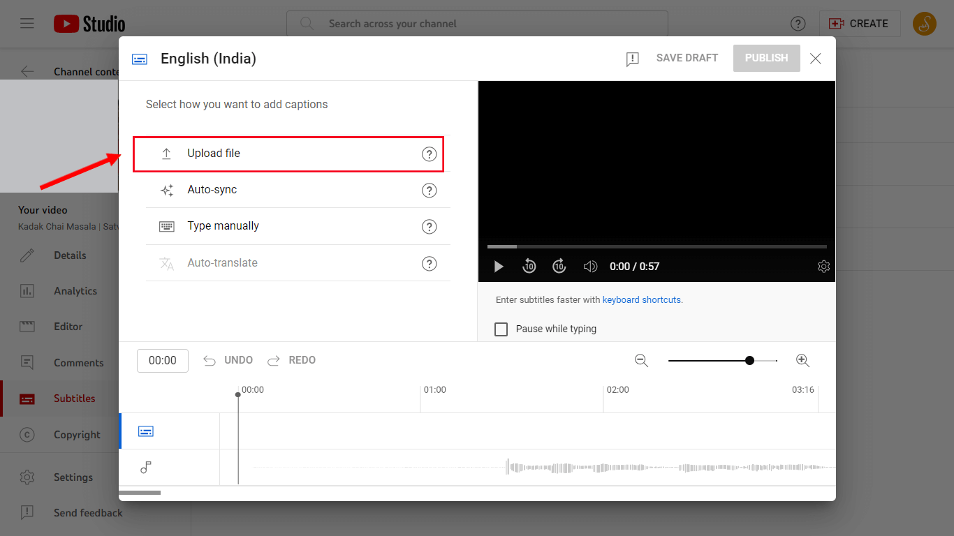 Multiple options to add subtitles will appear