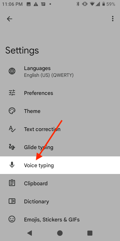 Tap ‘Voice typing’