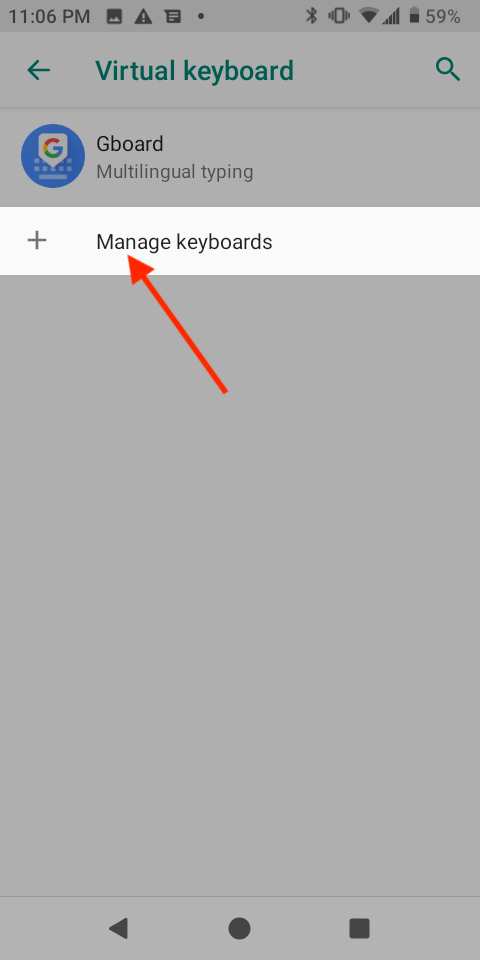 Tap ‘Manage keyboards’