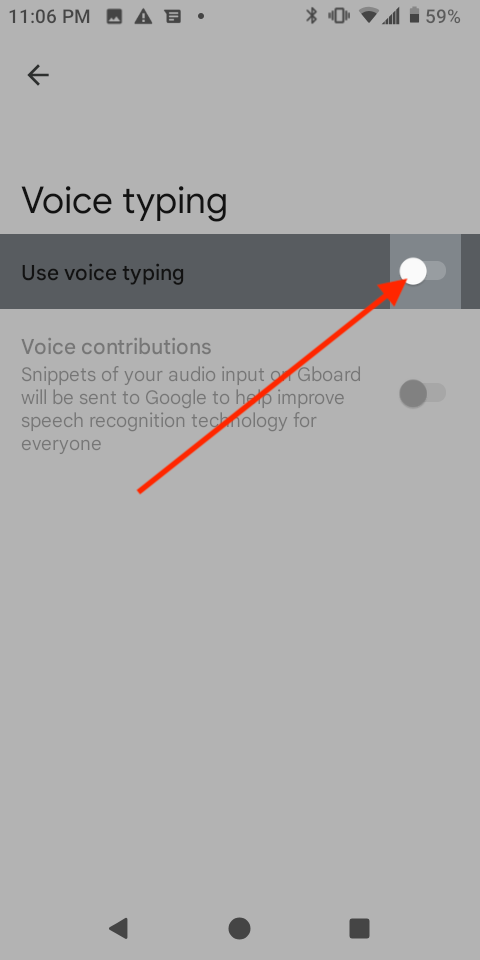 Tick ‘Google voice typing’