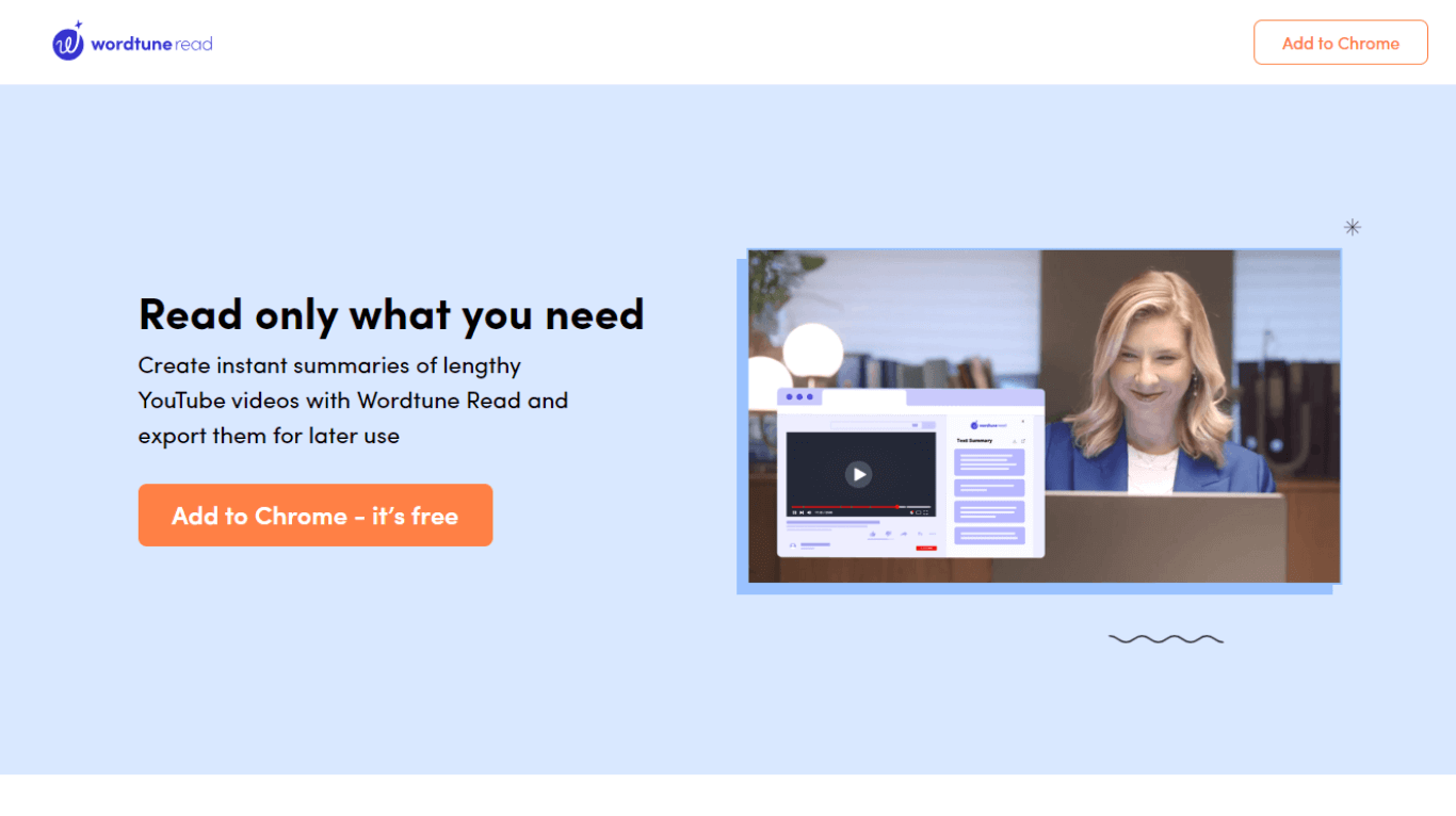 Riassuntore video di Wordtune