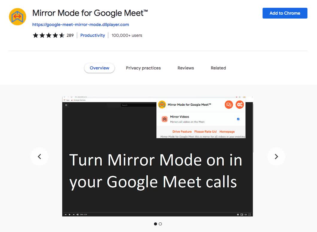 Mirror Mode for Google Meet