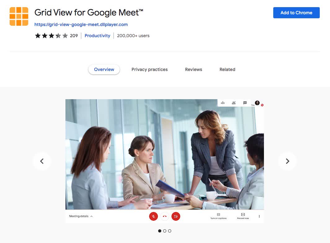 Grid View for Google Meet