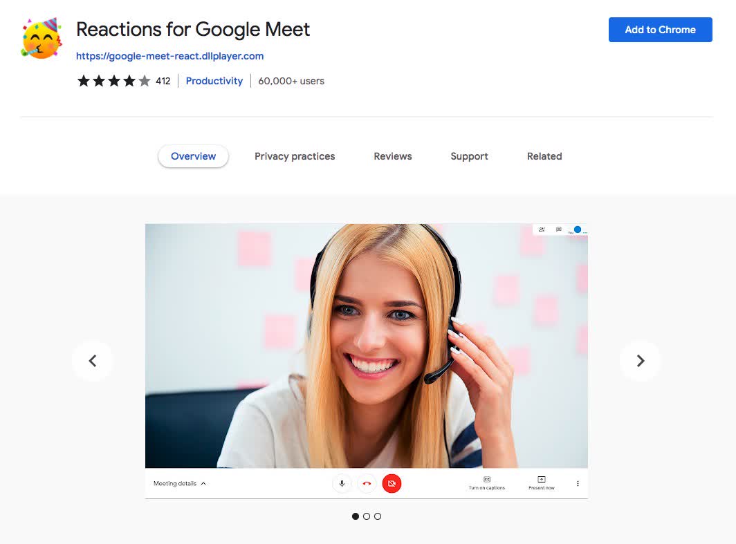 Reactions for Google Meet