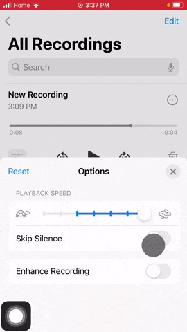 Tap ‘Options’ then tick ‘Skip Silence.’