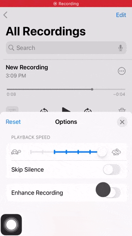 Tap ‘Options’ then tick ‘Enhance Recording.’