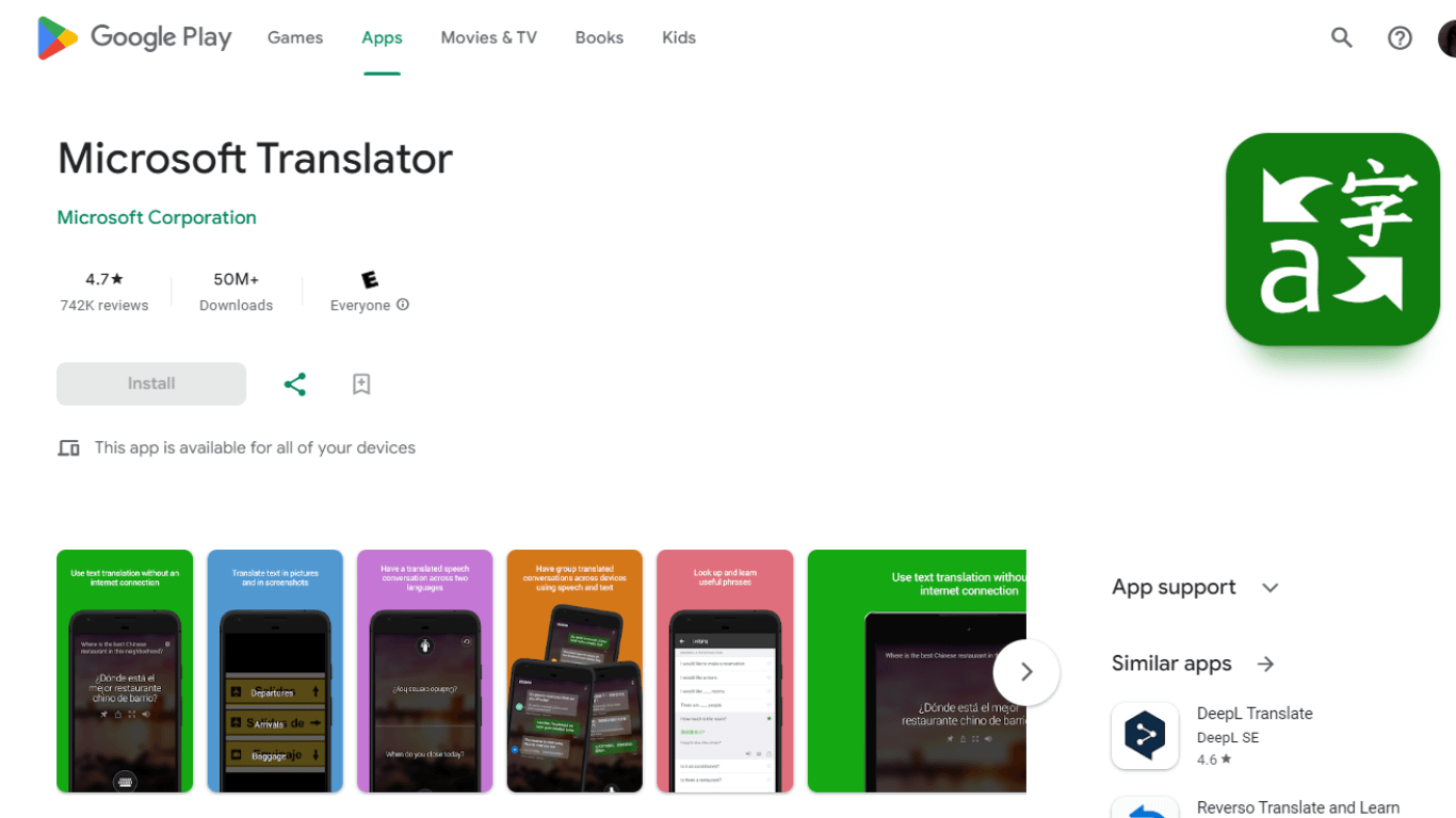 Microsoft Translator voice translation app
