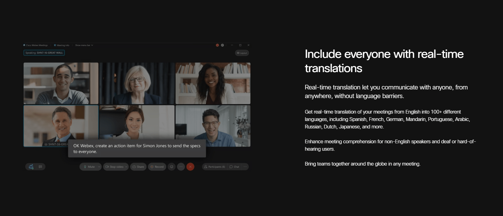 Webex Assistant ถอดความการประชุมแบบเรียลไทม์