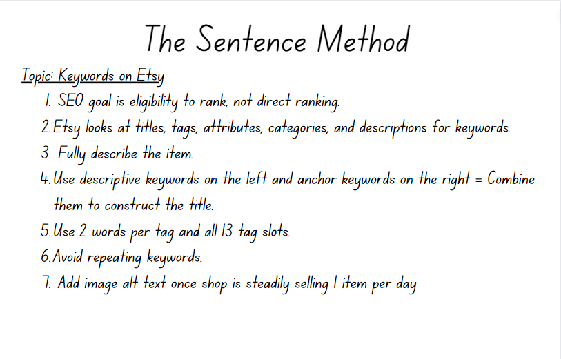 What sentence method note taking can look like in practice
