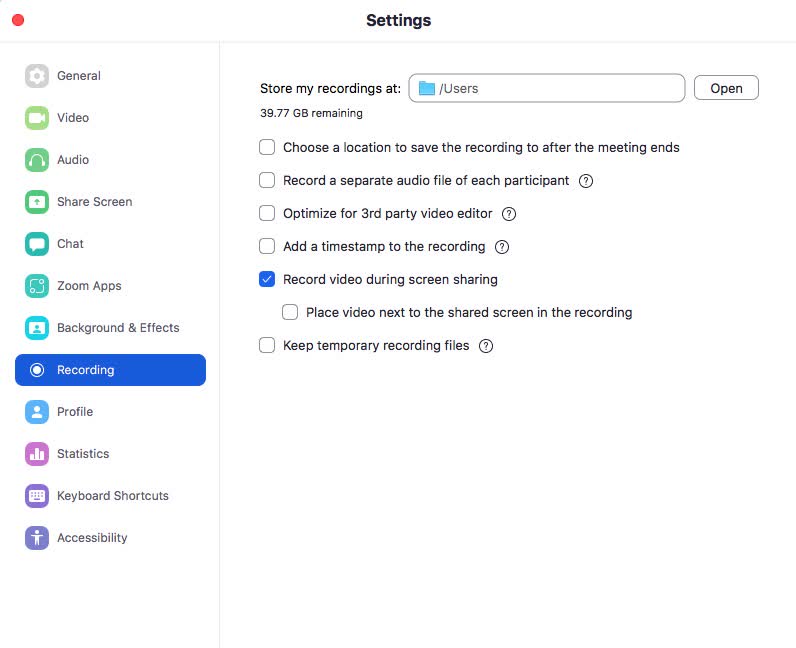 modify your recording settings
