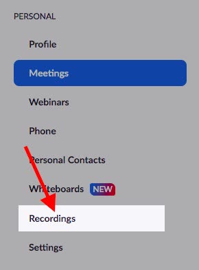 Click on ‘Recordings’