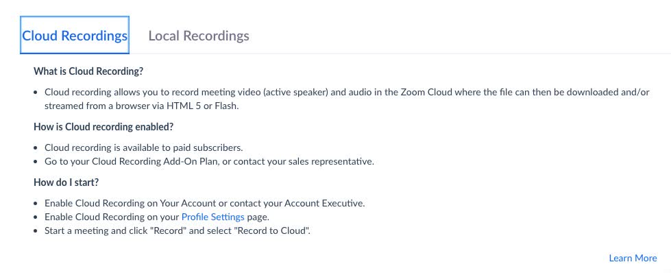 Your recordings saved to the cloud