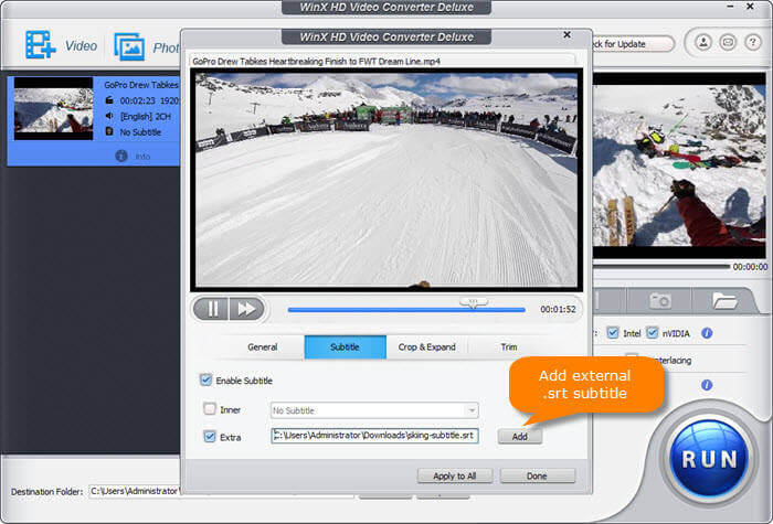 remove mp4 subtitles using winx