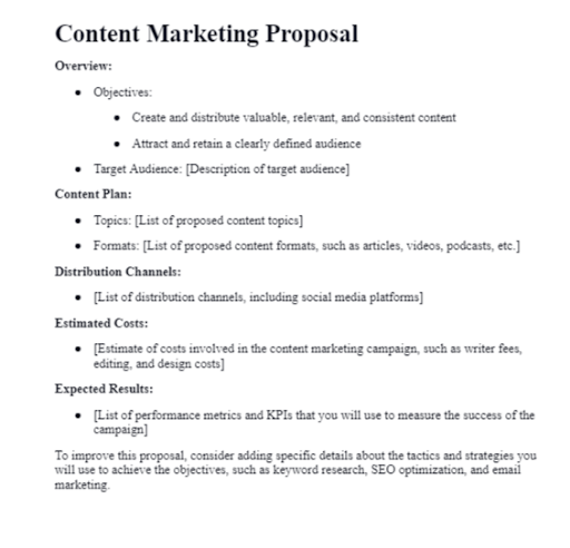 content marketing proposal