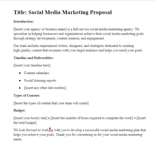 social media marketing proposal