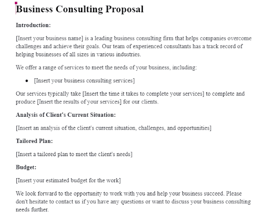 business consulting proposal