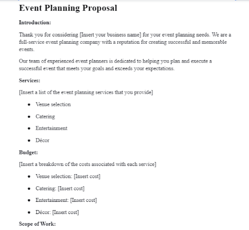event planning proposal