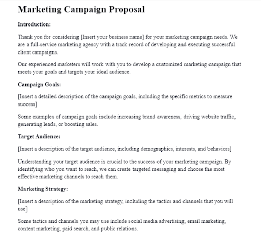 marketing campaign proposal