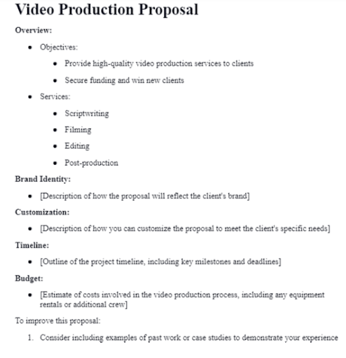 video production proposal