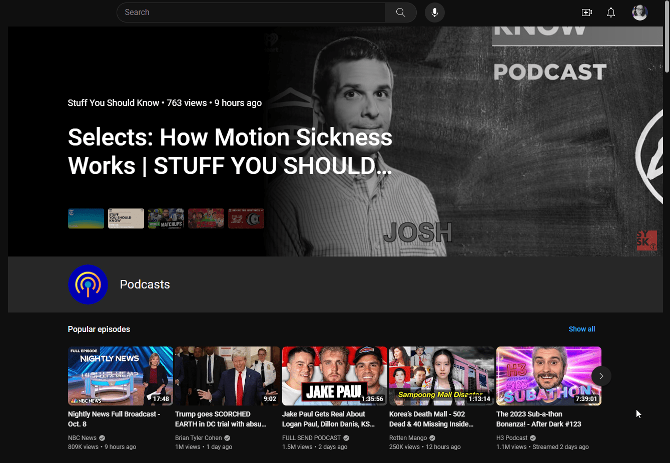 YouTube’s US-only podcast discovery page