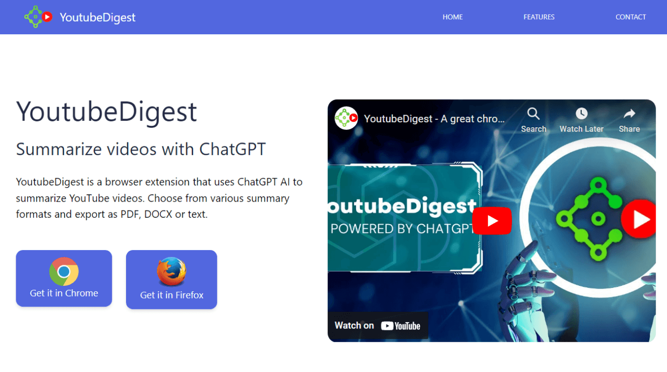 YoutubeDigest to summarize videos with ChatGPT