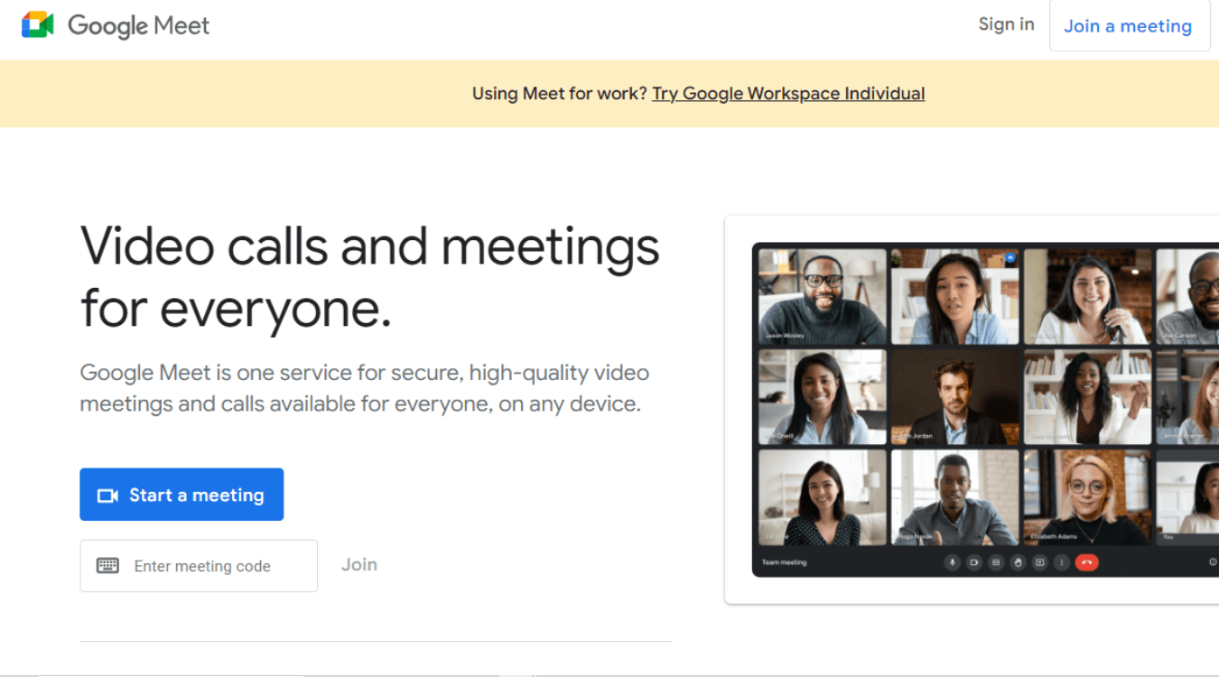 Google Meet video conferencing tool