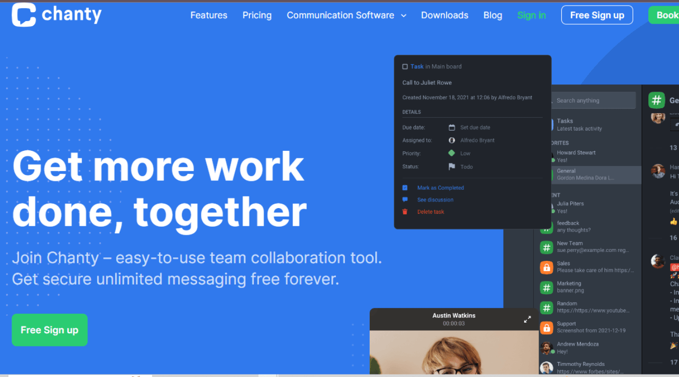 Chanty communication and collaboration platform